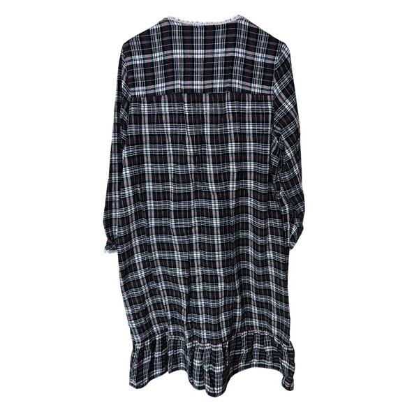 Blair Sleepshirt Nightgown Womens Large Flannel Plaid Cotton Grannycore Grandma - Picture 7 of 8